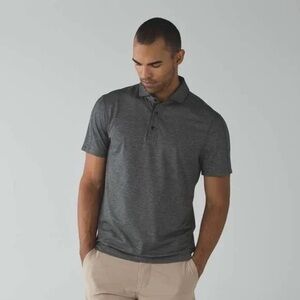 Lululemon Evolution Polo Shirt Men S Gray Pique Performance‎ Lightweight Golf